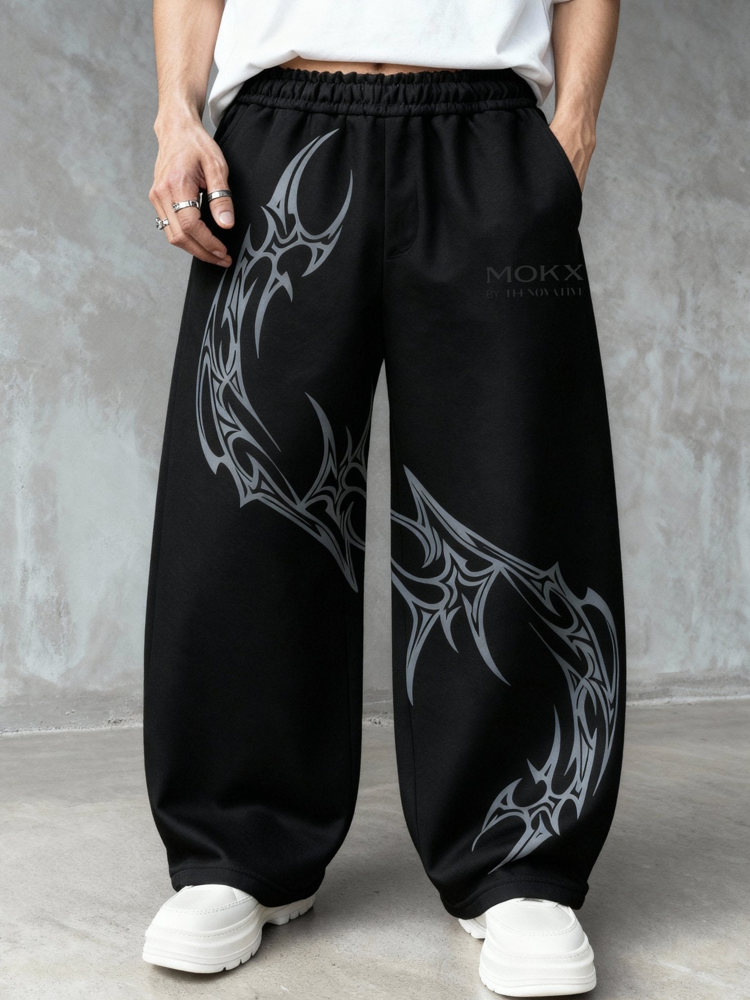 Obsidian Curve Gothic Baggy Pants - Teenovative