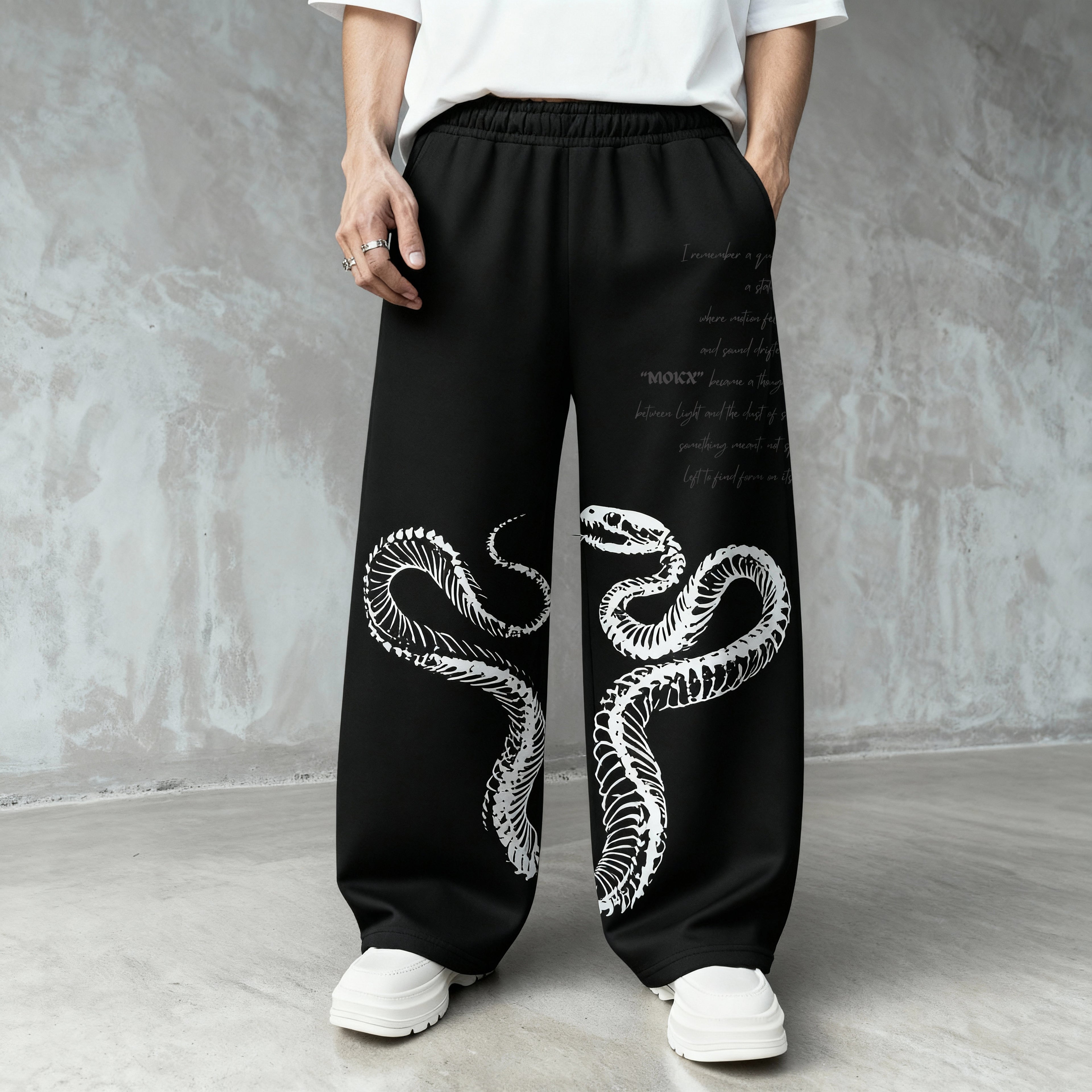 Snake Bonechain Gothic - Unisex Baggy Pants